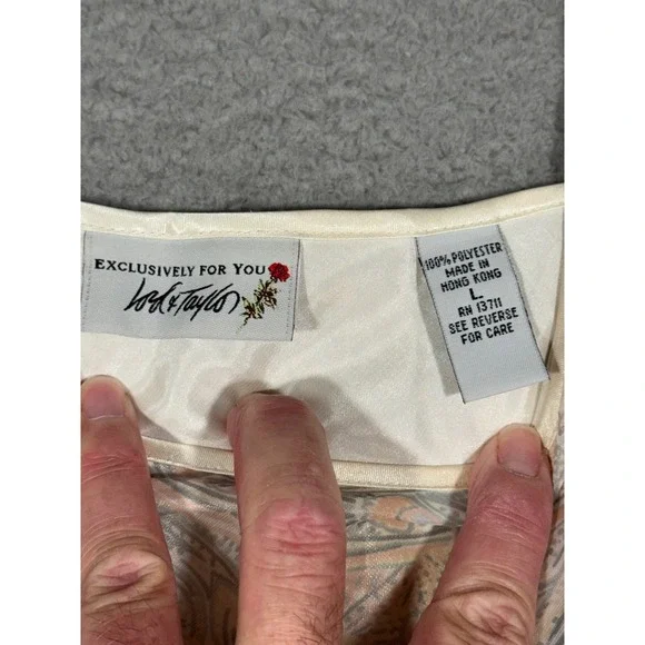 Lord & Taylor Vintage Paisley Slip Dress Chemise Nightgown Pastel Large - Picture 5 of 8